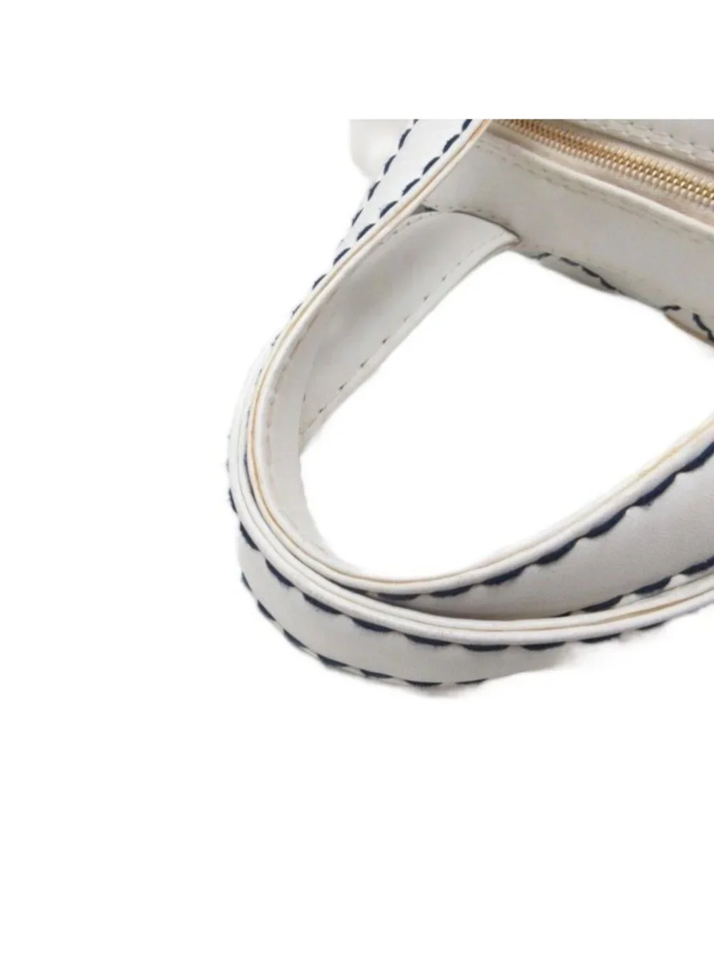 Chanel Wild Stitch CC Logo Handbag Gold Leather White